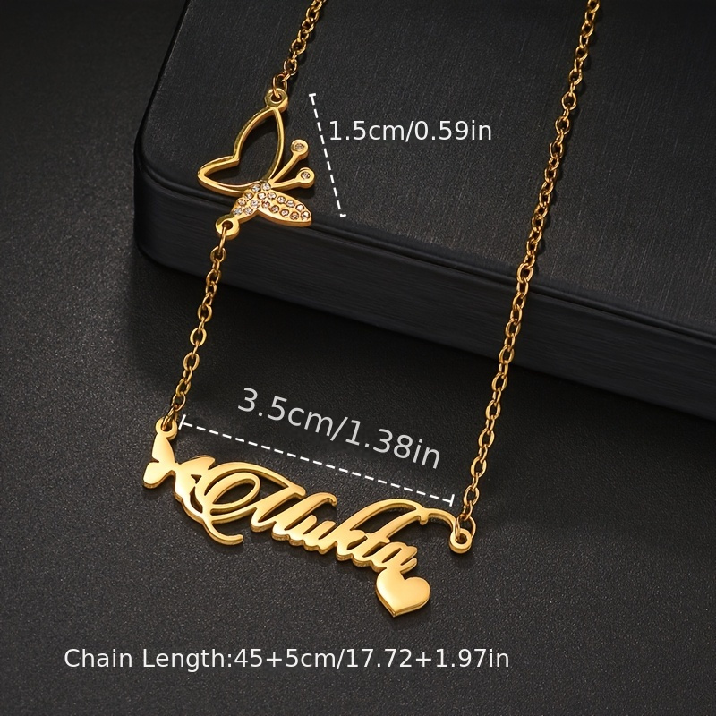 Premium Gemstone Inlay Butterfly Letter Necklace, Unique Gift